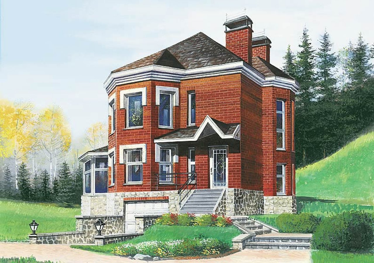 Фасад дома из кирпича иллюстрация