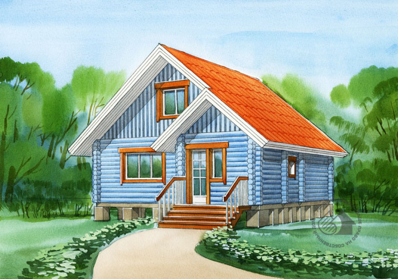 Нарисовать деревянные дома