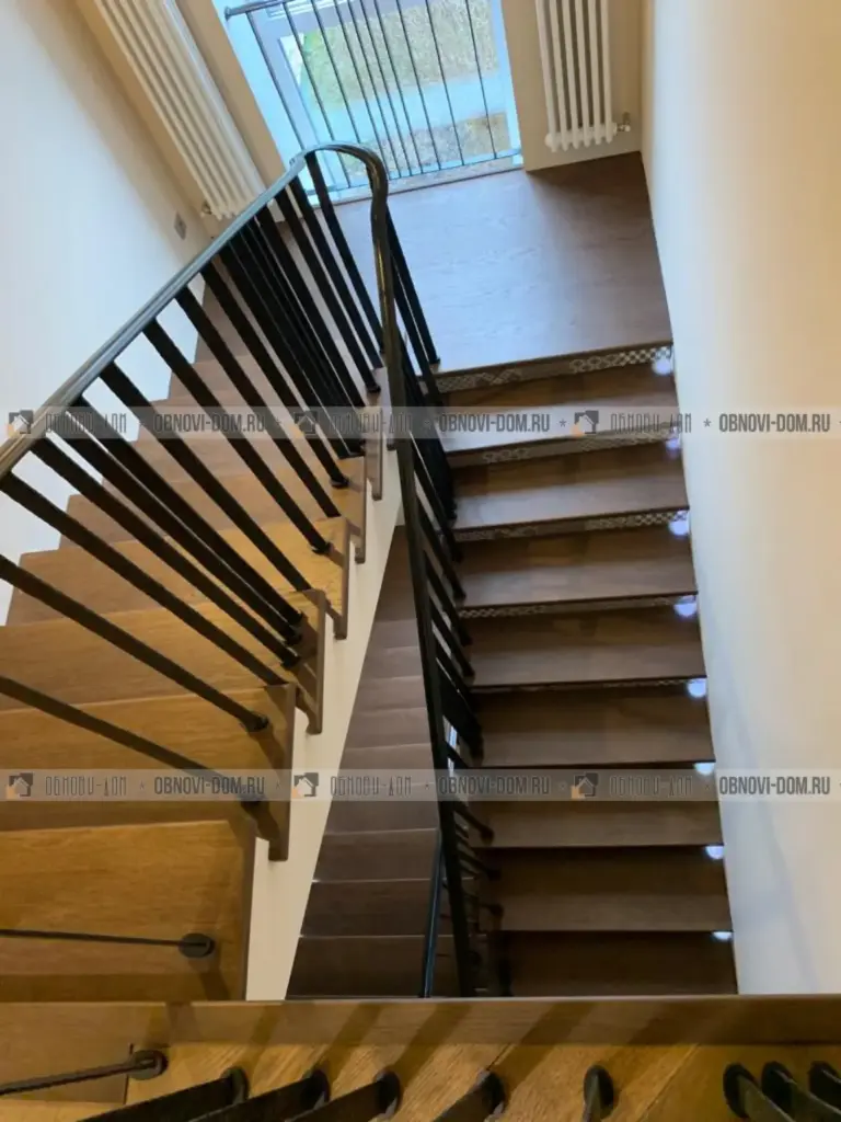 led-подсветка бетонной лестницы