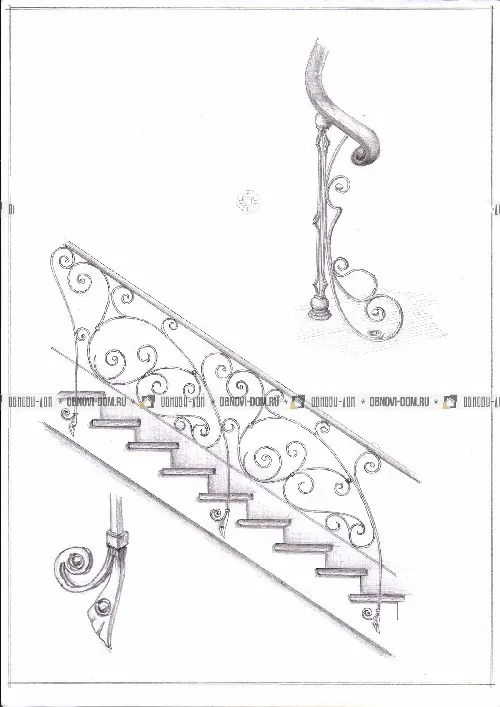 Эскиз кованого ограждения для лестницы