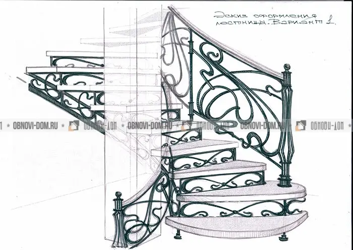 Эскиз кованой лестницы