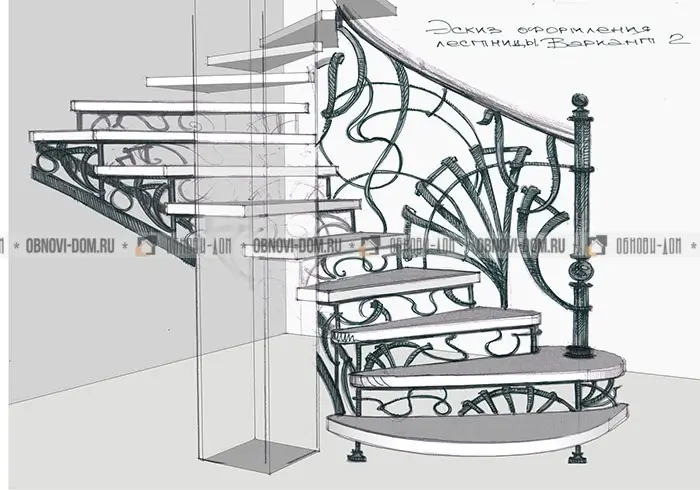 Эскиз кованой лестницы